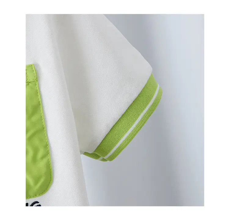 Children's White Polo Shirt with Green Trim 2025 — feature 7