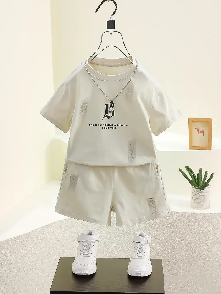 Boys White Cotton 2Pc Shorts T-Shirt Set 2026 - Image 2