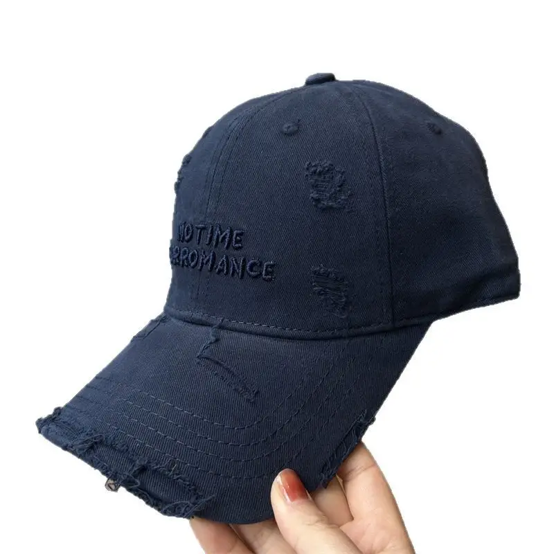 Women's Navy Embroidered Cap with Letter Design - Image 12