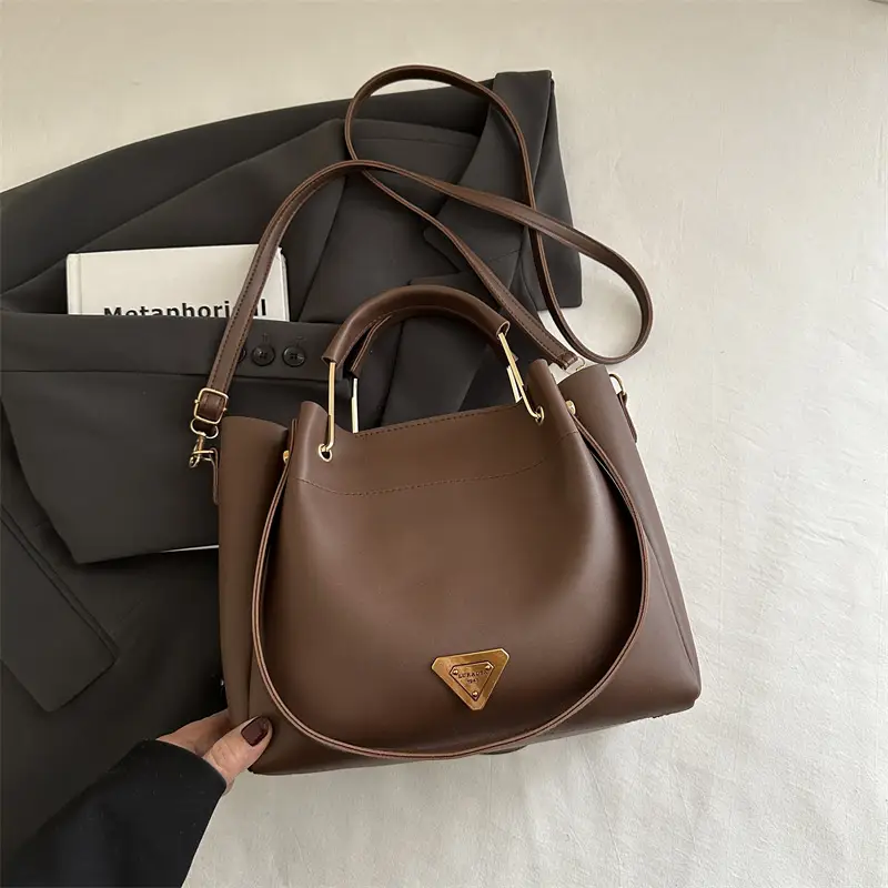 Women's Cream Bucket Bag with Shoulder Crossbody Strap - Image 3