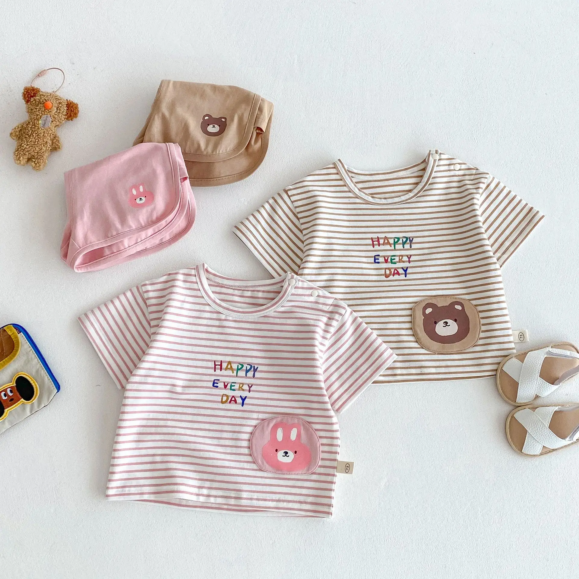Girls Striped T-Shirt & Bear Shorts 2026 Set - Image 5