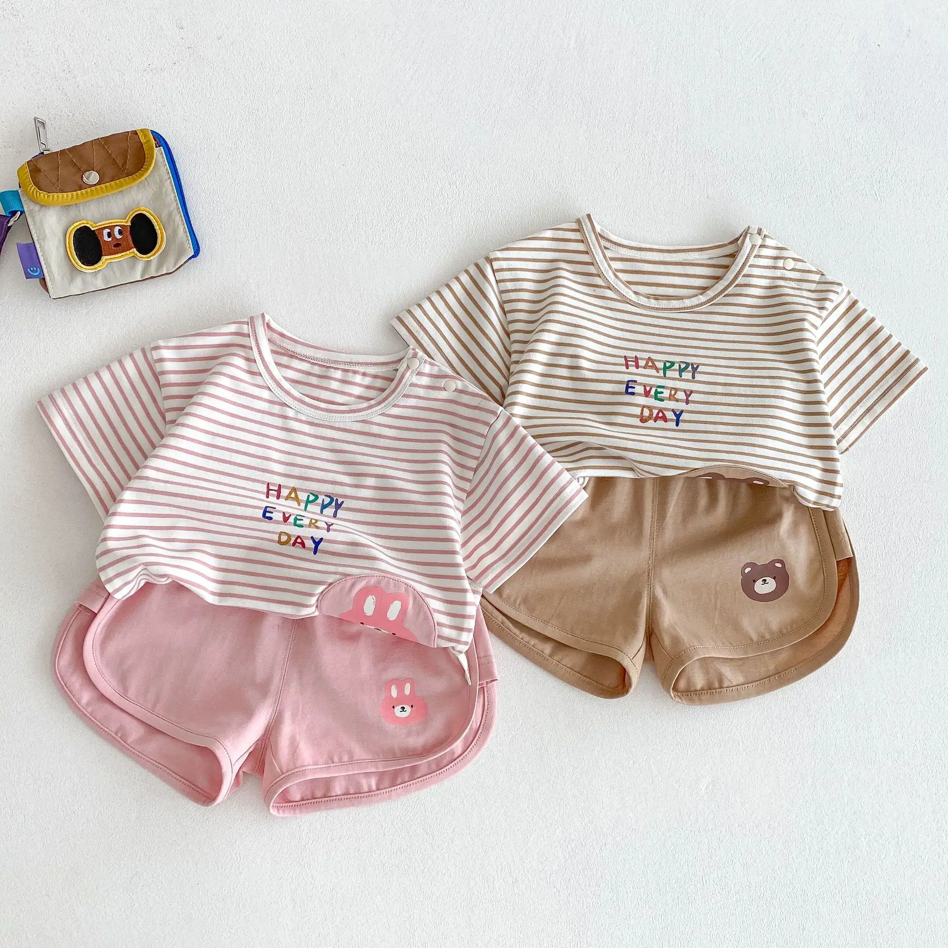 Girls Striped T-Shirt & Bear Shorts 2026 Set - Image 6