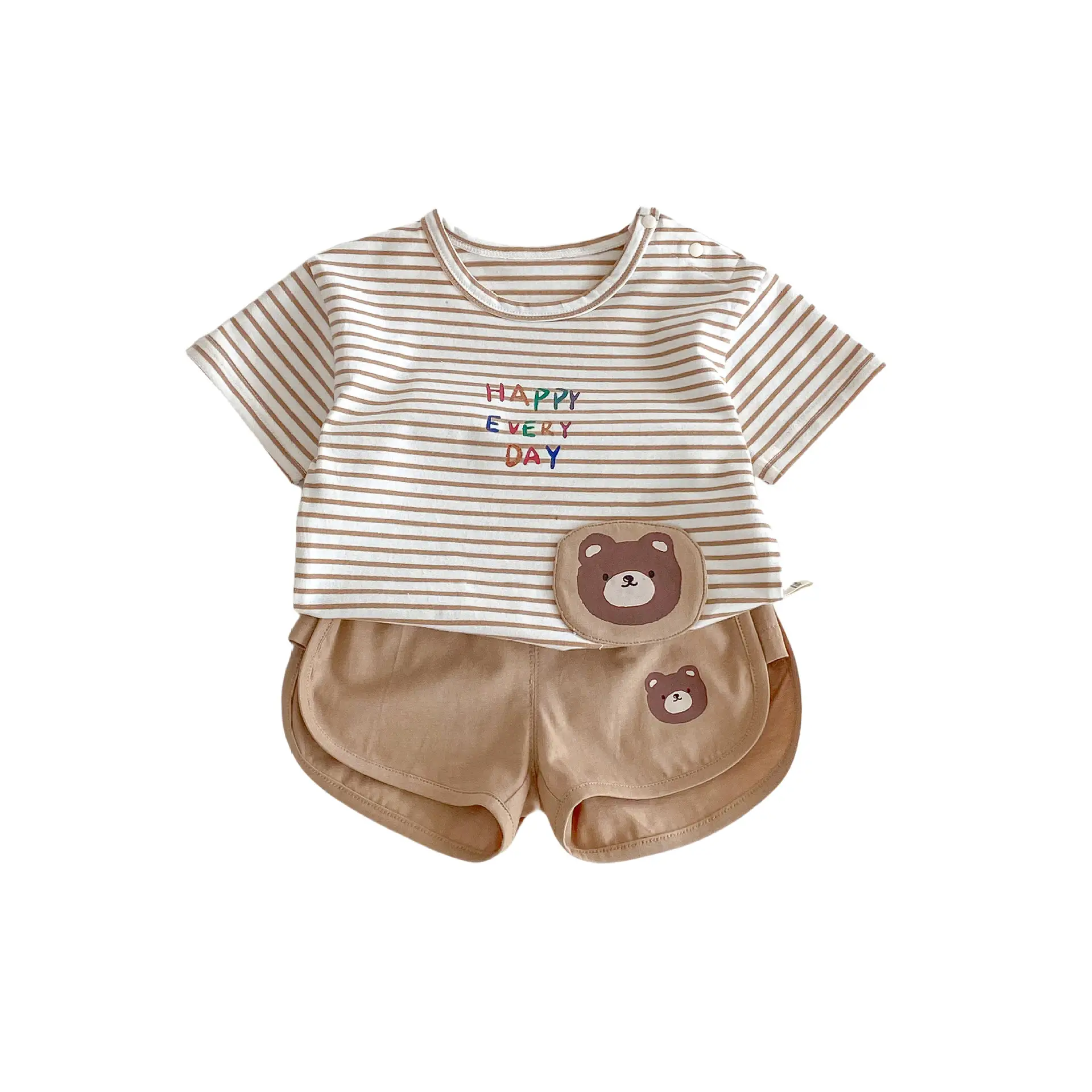 Girls Striped T-Shirt & Bear Shorts 2026 Set - Image 7