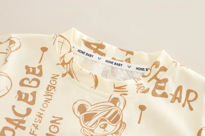 Boys Cotton Space Bear Printed T-Shirt & Denim Shorts Set — feature 6