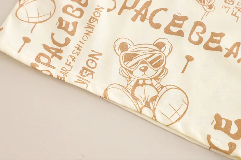 Boys Cotton Space Bear Printed T-Shirt & Denim Shorts Set — feature 9
