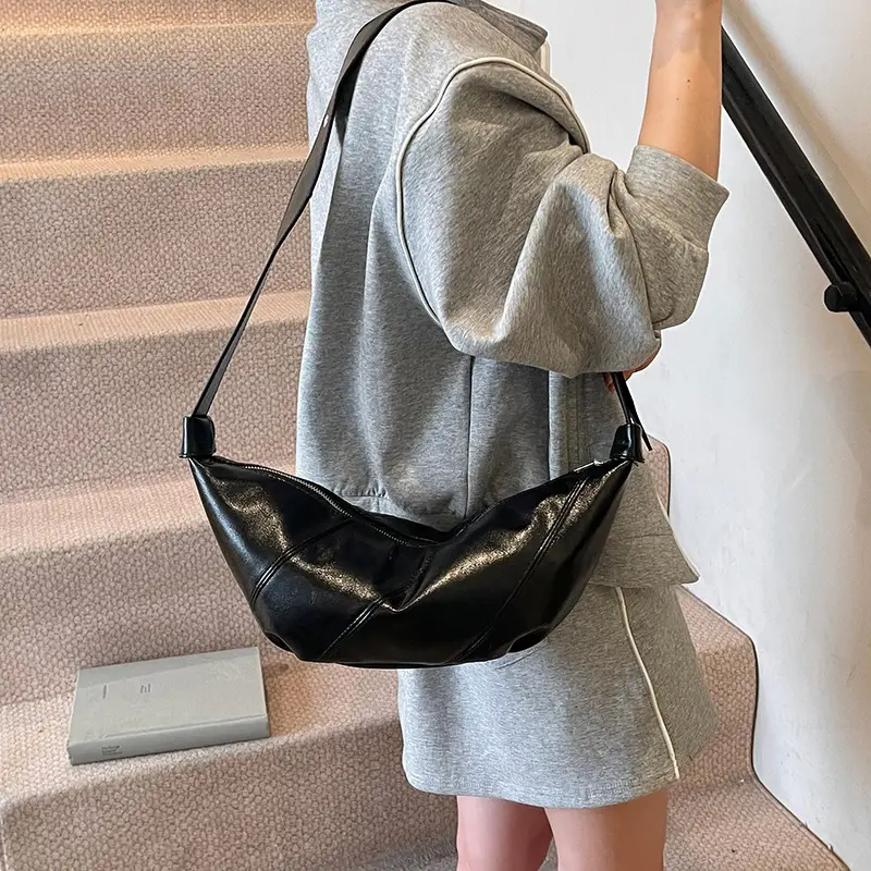 Korean Crossbody Bag Tan Leather Large Capacity - Image 7