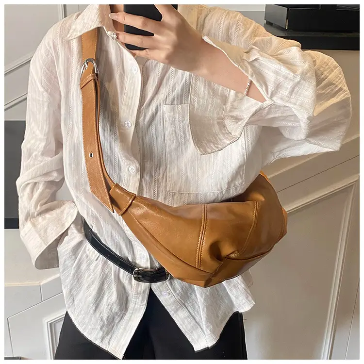 Korean Crossbody Bag Tan Leather Large Capacity — feature 26