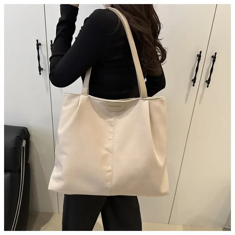 Women's Cream Shoulder Bag with Silver Handle — feature 13