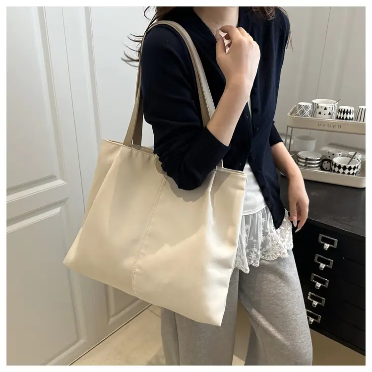 Women's Cream Shoulder Bag with Silver Handle — feature 16
