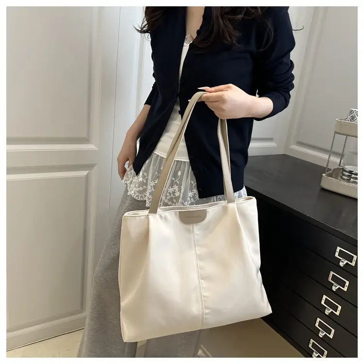 Women's Cream Shoulder Bag with Silver Handle — feature 18
