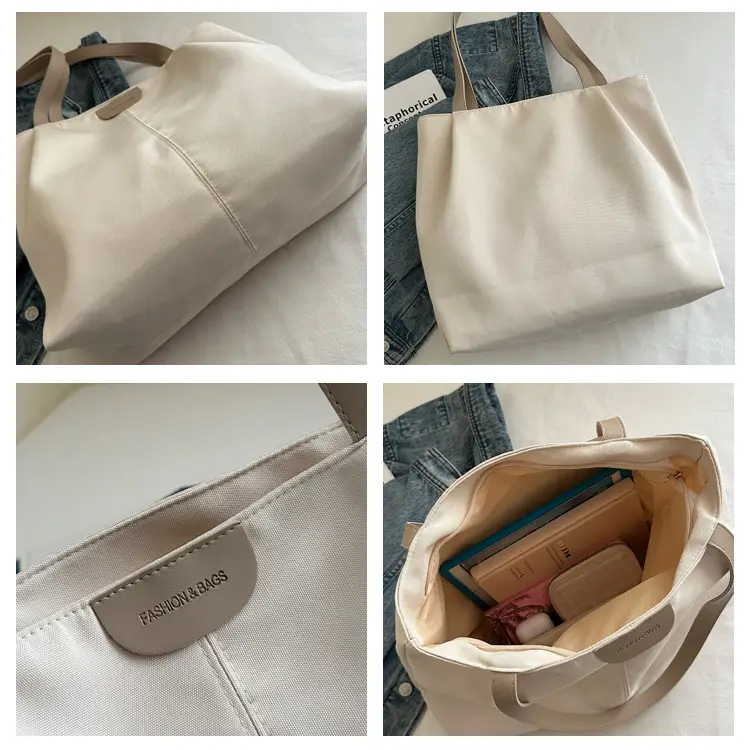 Women's Cream Shoulder Bag with Silver Handle — feature 7