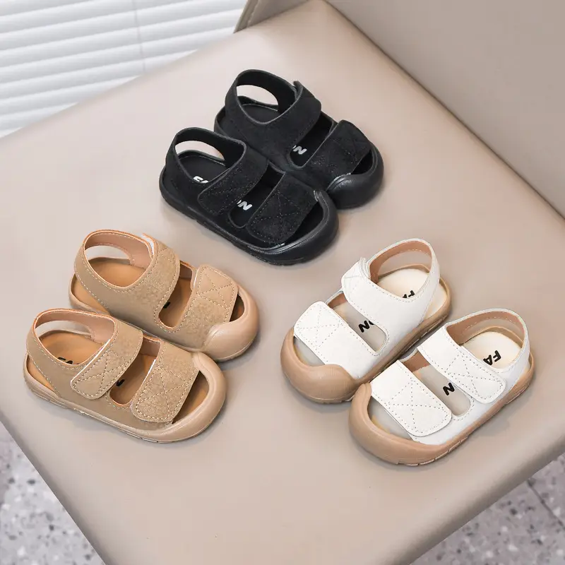 White Anti-Collision Toddler Sandals with Soft Sole