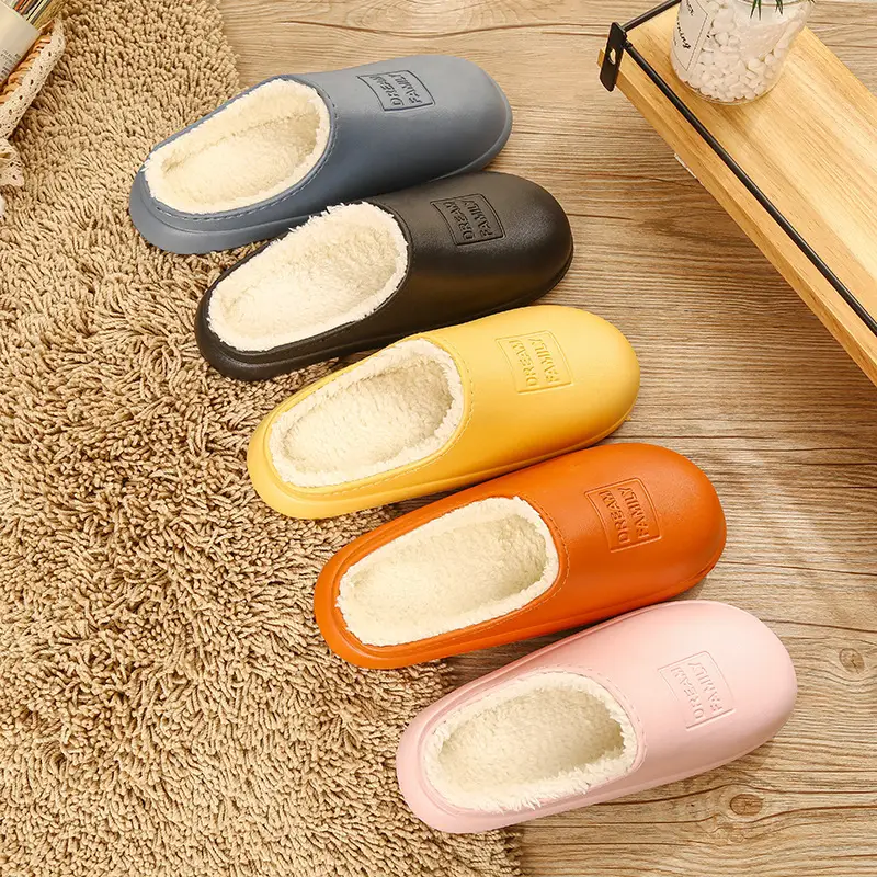 Winter Letter Warm Cotton Slippers Women Cross-Border
