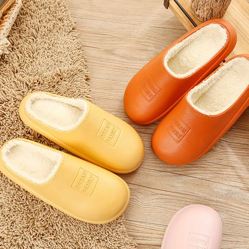 Winter Letter Warm Cotton Slippers Women Cross-Border