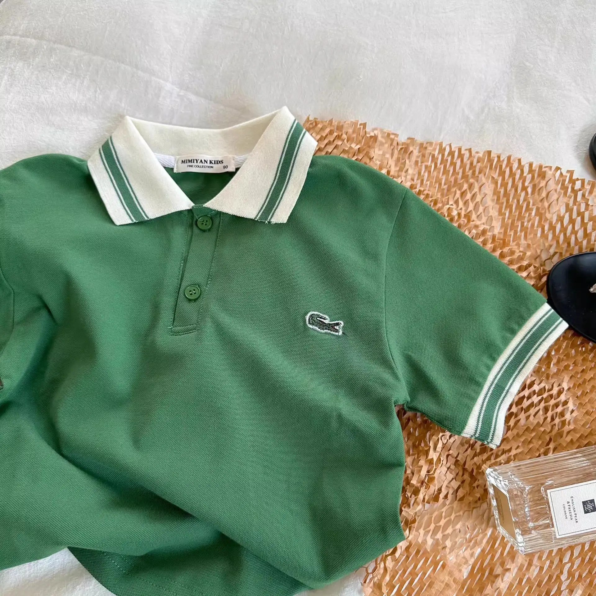 Boys Green Cotton Polo Shirt 2025 Summer - Image 7