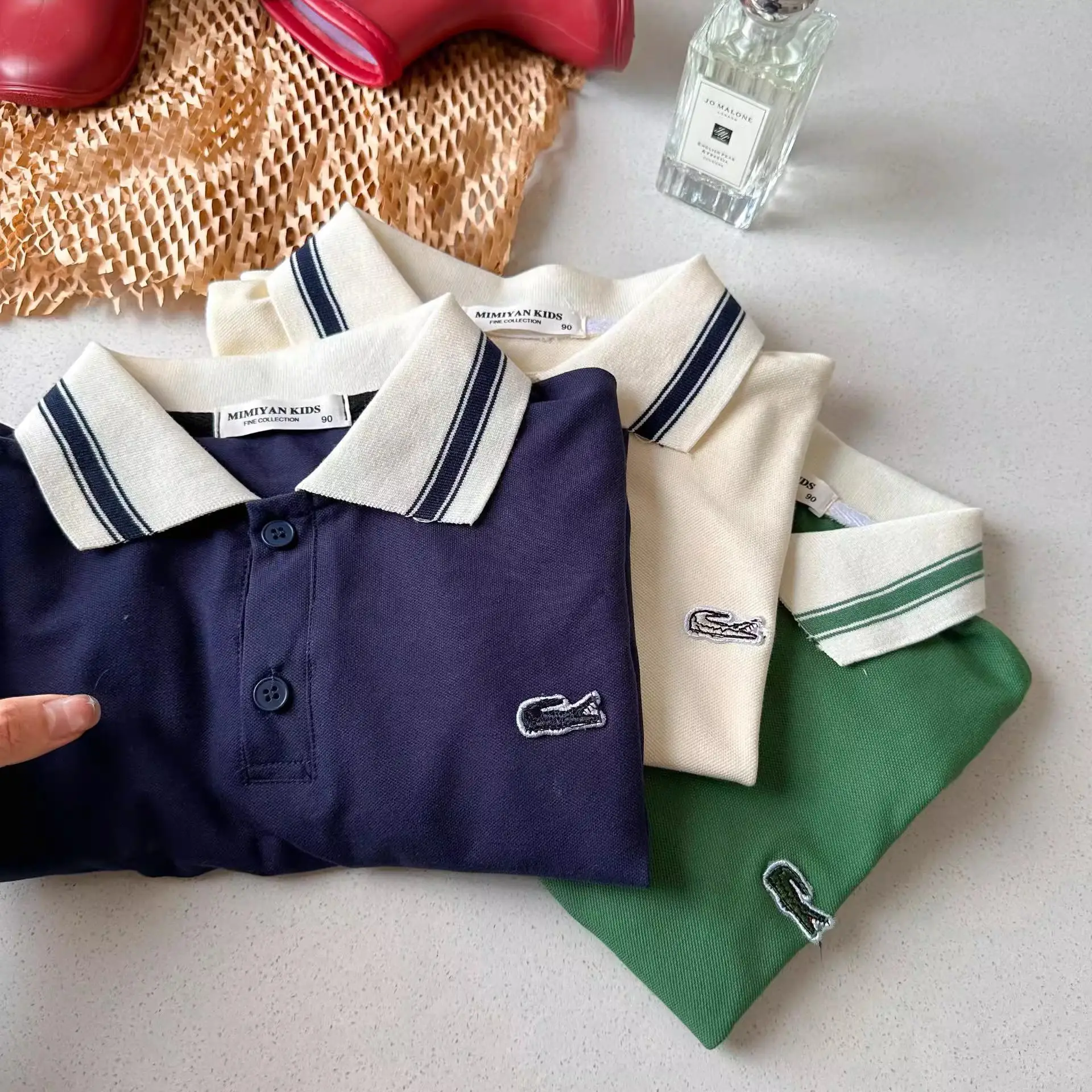 Boys Green Cotton Polo Shirt 2025 Summer — feature 16