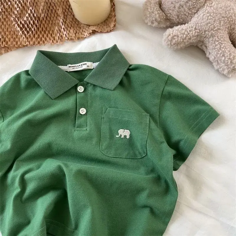 Boys Green Cotton Polo Shirt 2025 Summer - Image 3