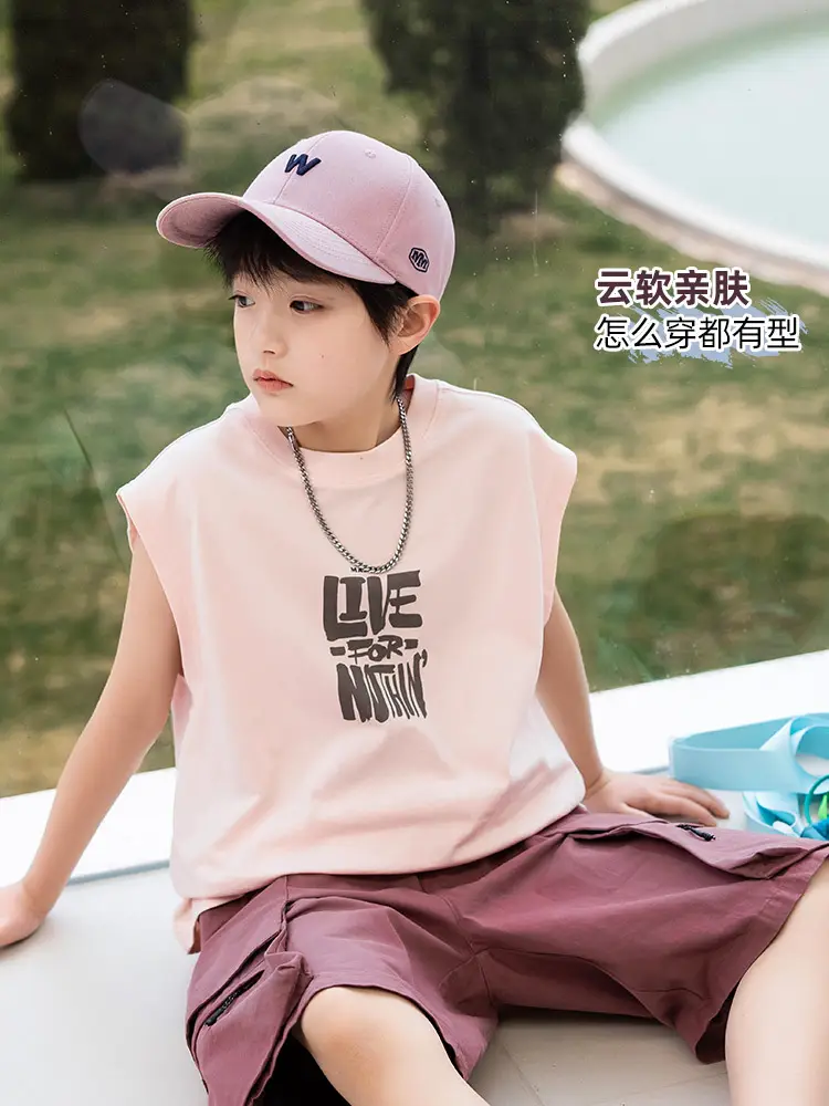 Boy's Pure Cotton Sleeveless T-Shirt Panda Yuanyuan 2025 - Image 4