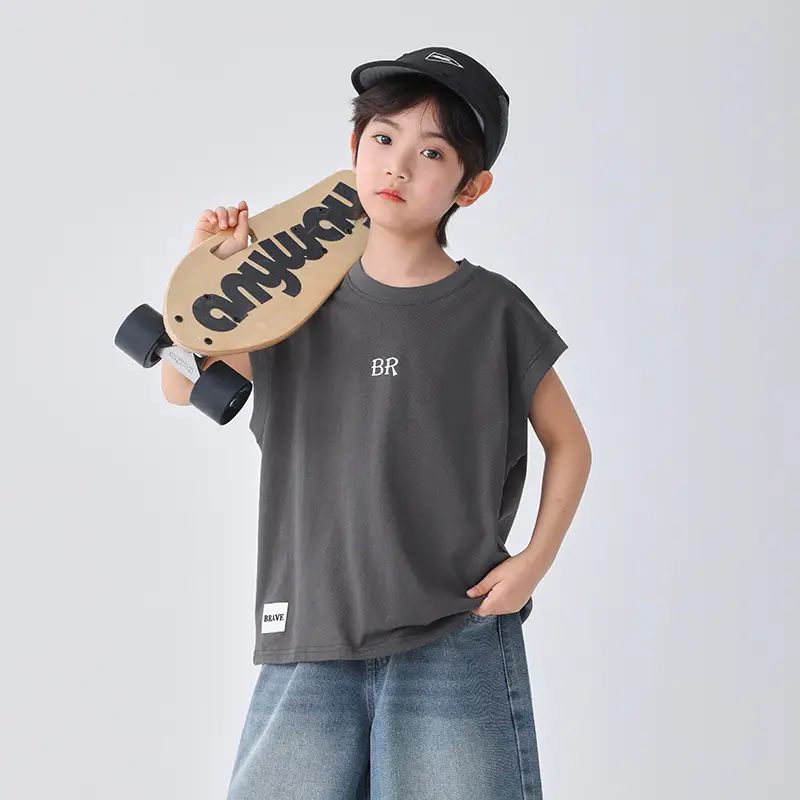 Haima's 2026 Boys All-Cotton Sleeveless Vest T-Shirt - Image 3