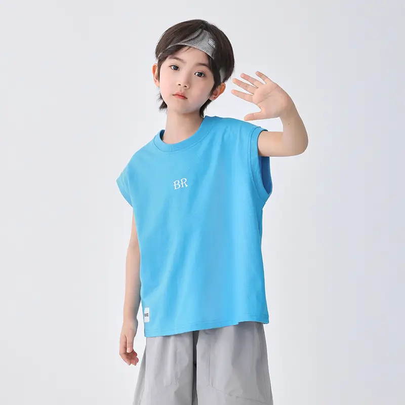 Haima's 2026 Boys All-Cotton Sleeveless Vest T-Shirt - Image 4
