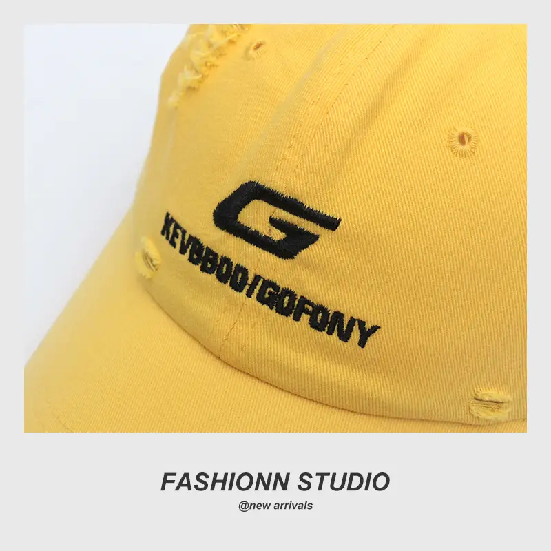 Yellow Embroidered Baseball Cap for Men — feature 14