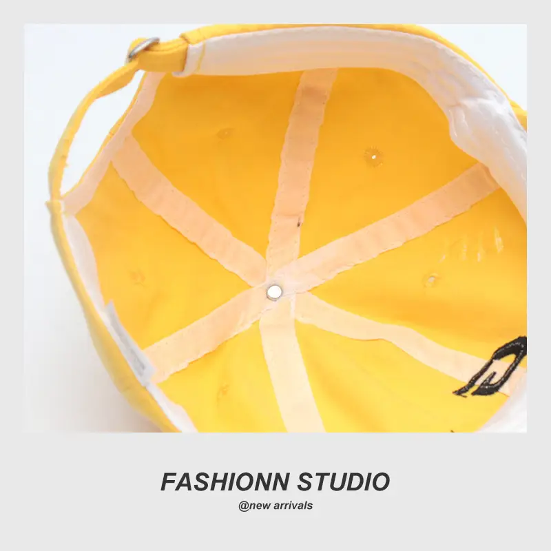 Yellow Embroidered Baseball Cap for Men — feature 17