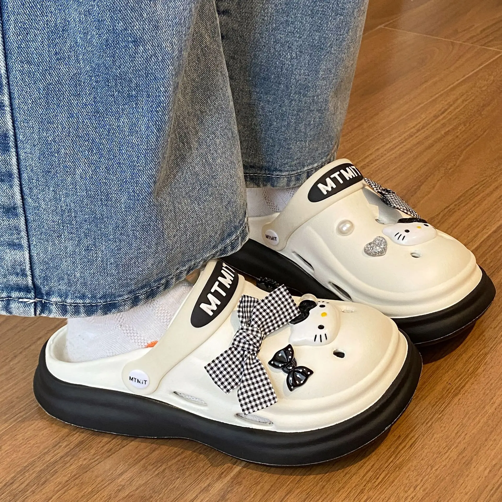 Women Cartoon Sandals Eva Clogs Summer Flats Bottom Cool Black - Image 22