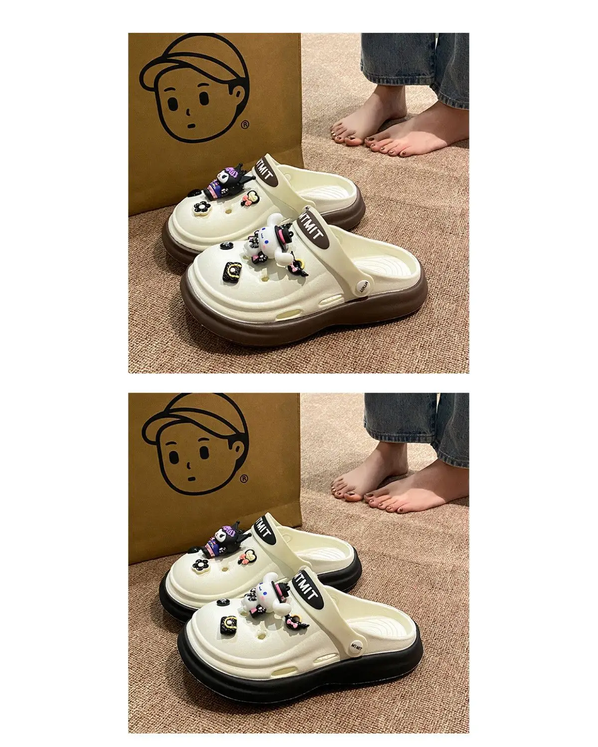 Women Cartoon Sandals Eva Clogs Summer Flats Bottom Cool Black — feature 20