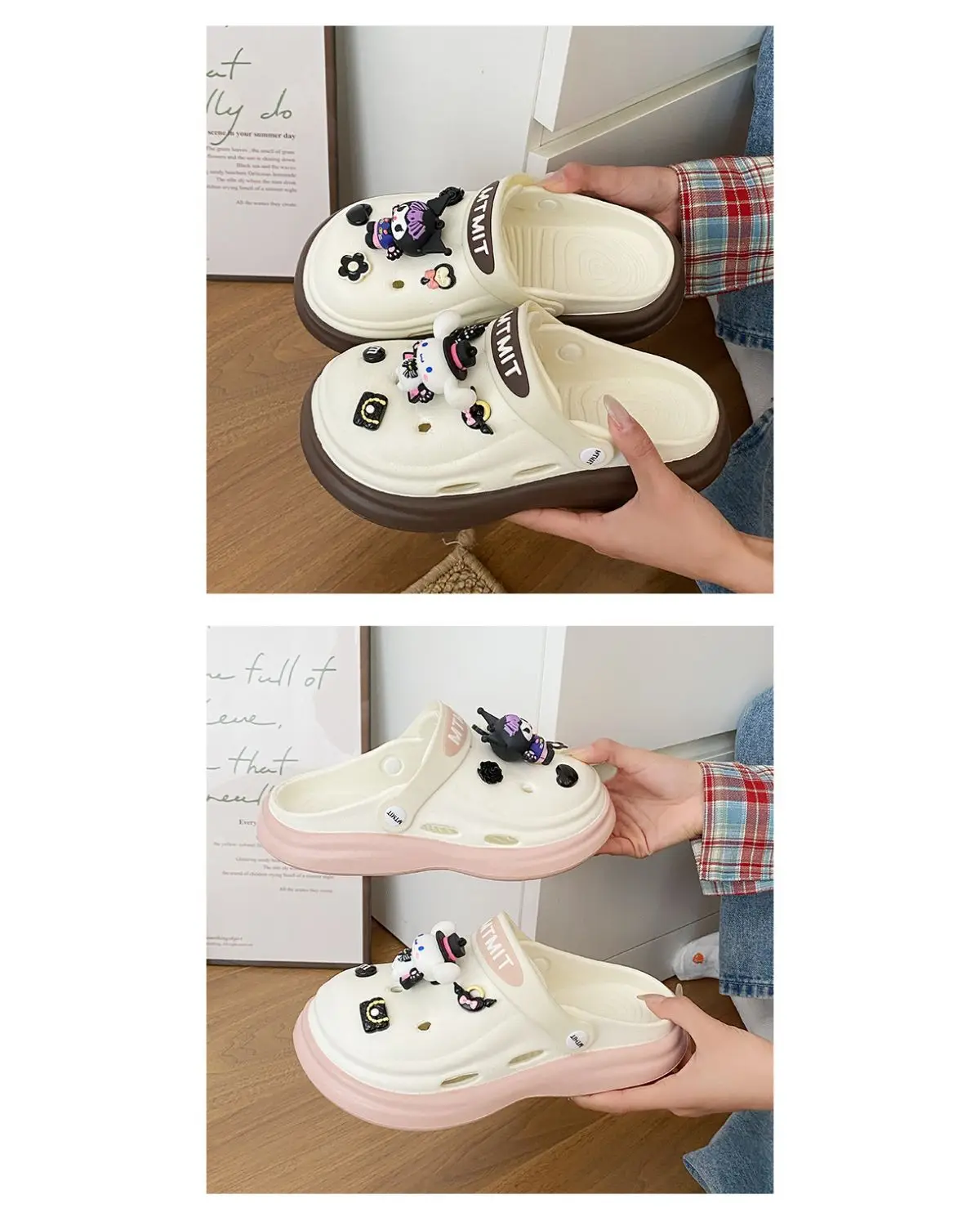 Women Cartoon Sandals Eva Clogs Summer Flats Bottom Cool Black — feature 24
