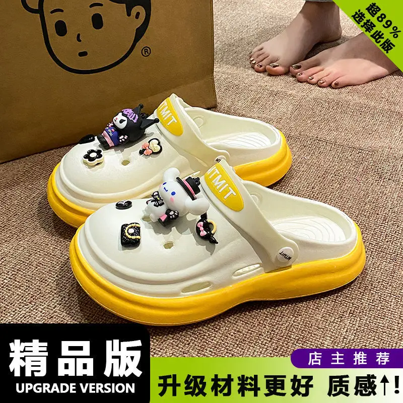 Women Cartoon Sandals Eva Clogs Summer Flats Bottom Cool Black - Image 4