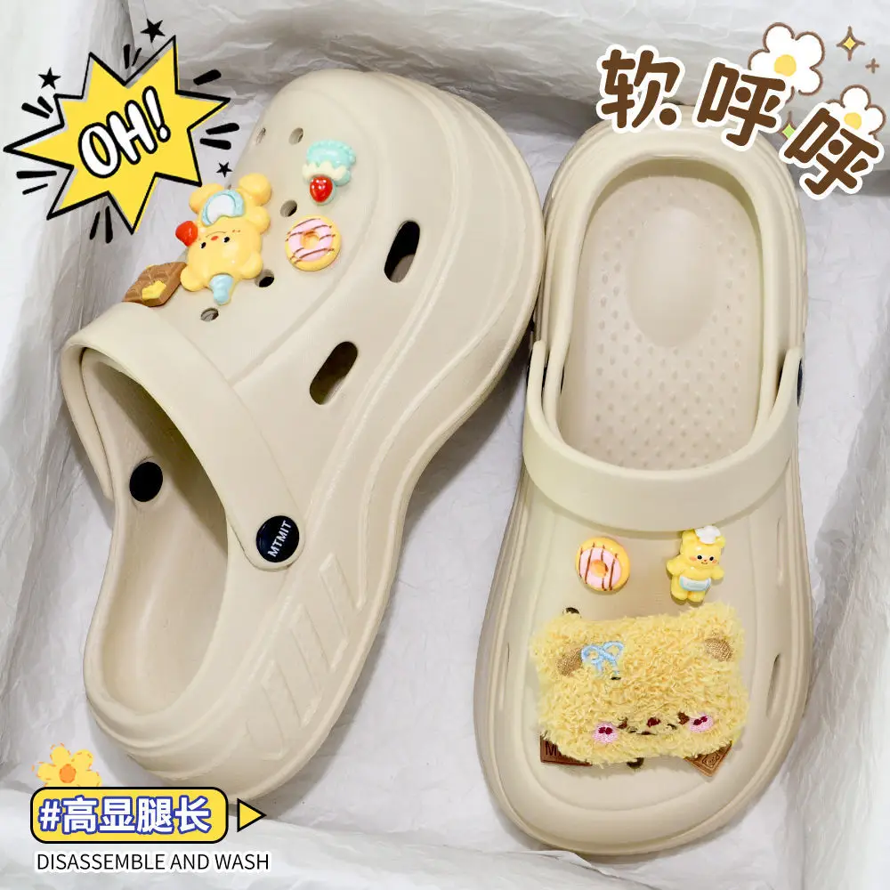Non-Slip Cartoon Plush Summer Clogs for Women Black — feature 22
