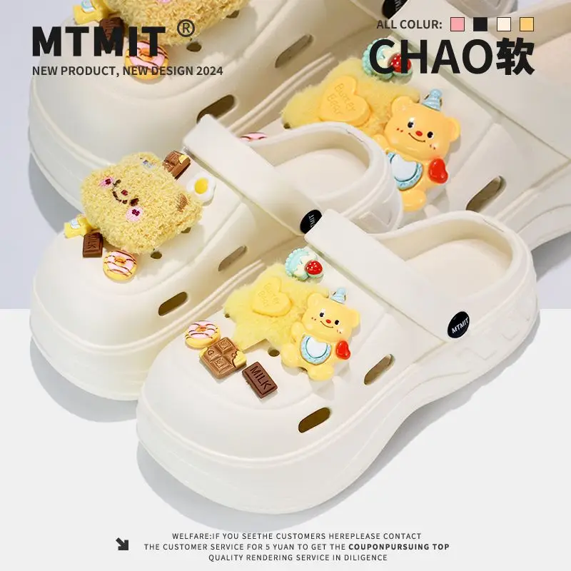 Non-Slip Cartoon Plush Summer Clogs for Women Black — feature 24