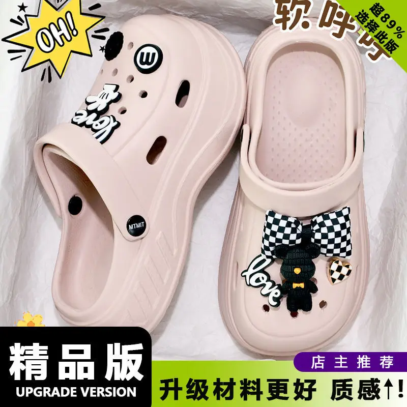 Non-Slip Cartoon Plush Summer Clogs for Women Black - Image 19