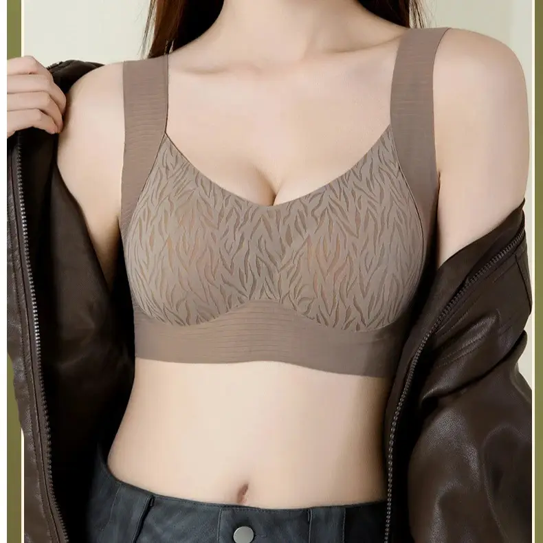 New seamless wide shoulder base underwear women's beautiful back without steel ring anti-sagging fixed cup anti-gravity soft support bra