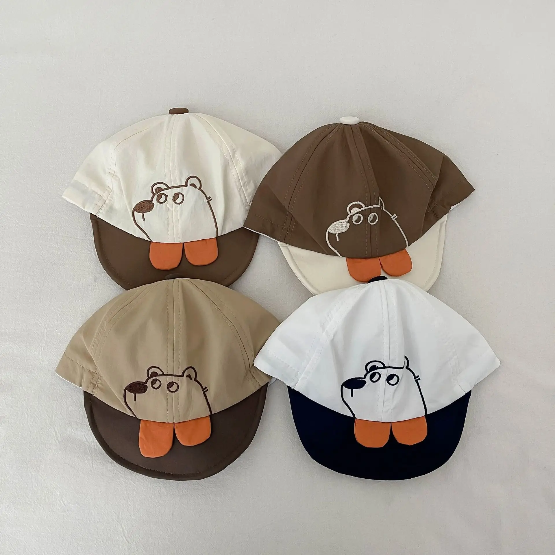 Baby Cap with Cute Dog Face Brown White — feature 1