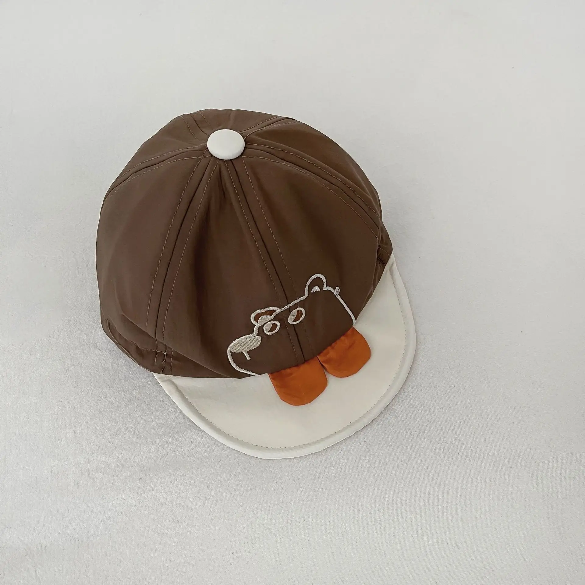 Baby Cap with Cute Dog Face Brown White — feature 3