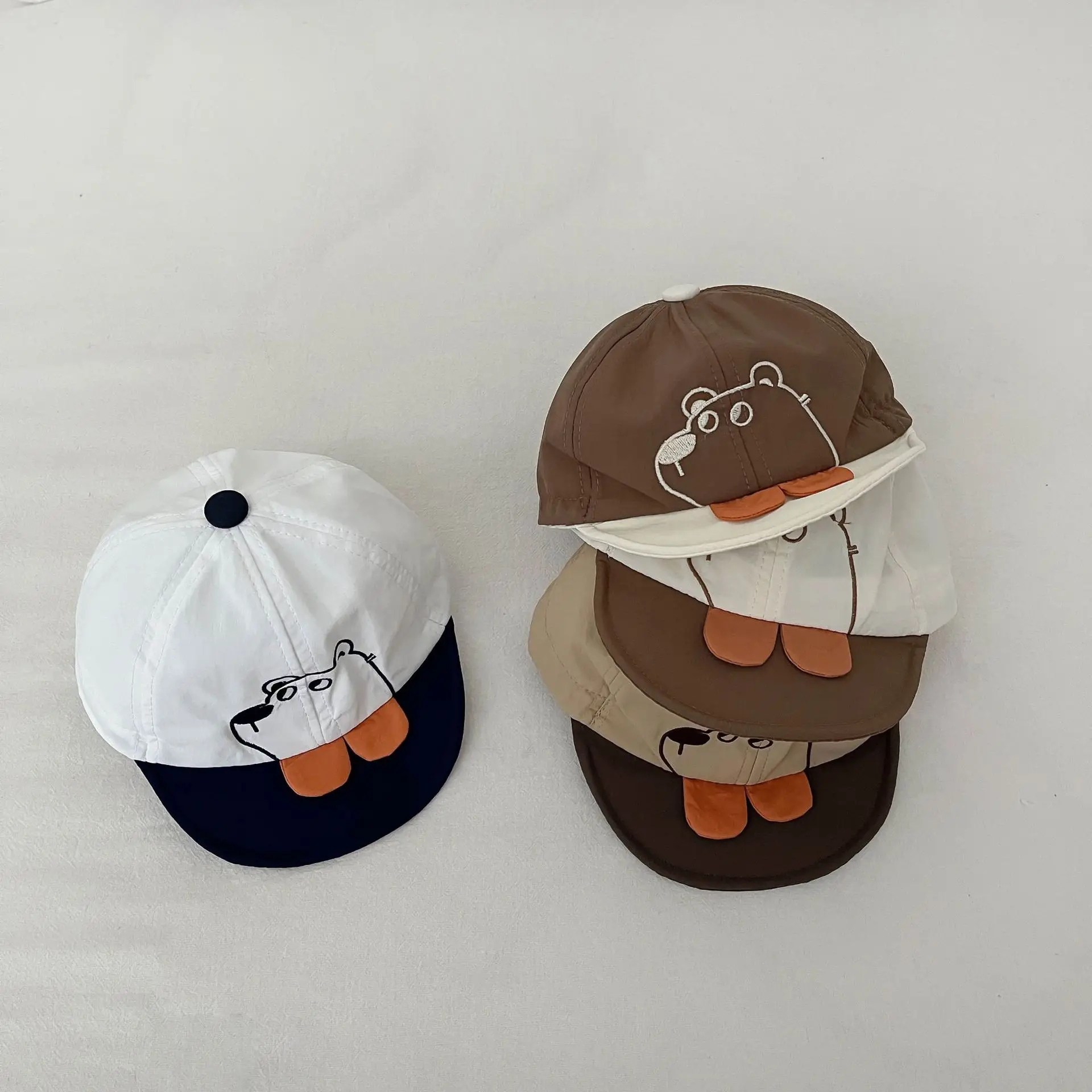 Baby Cap with Cute Dog Face Brown White — feature 7