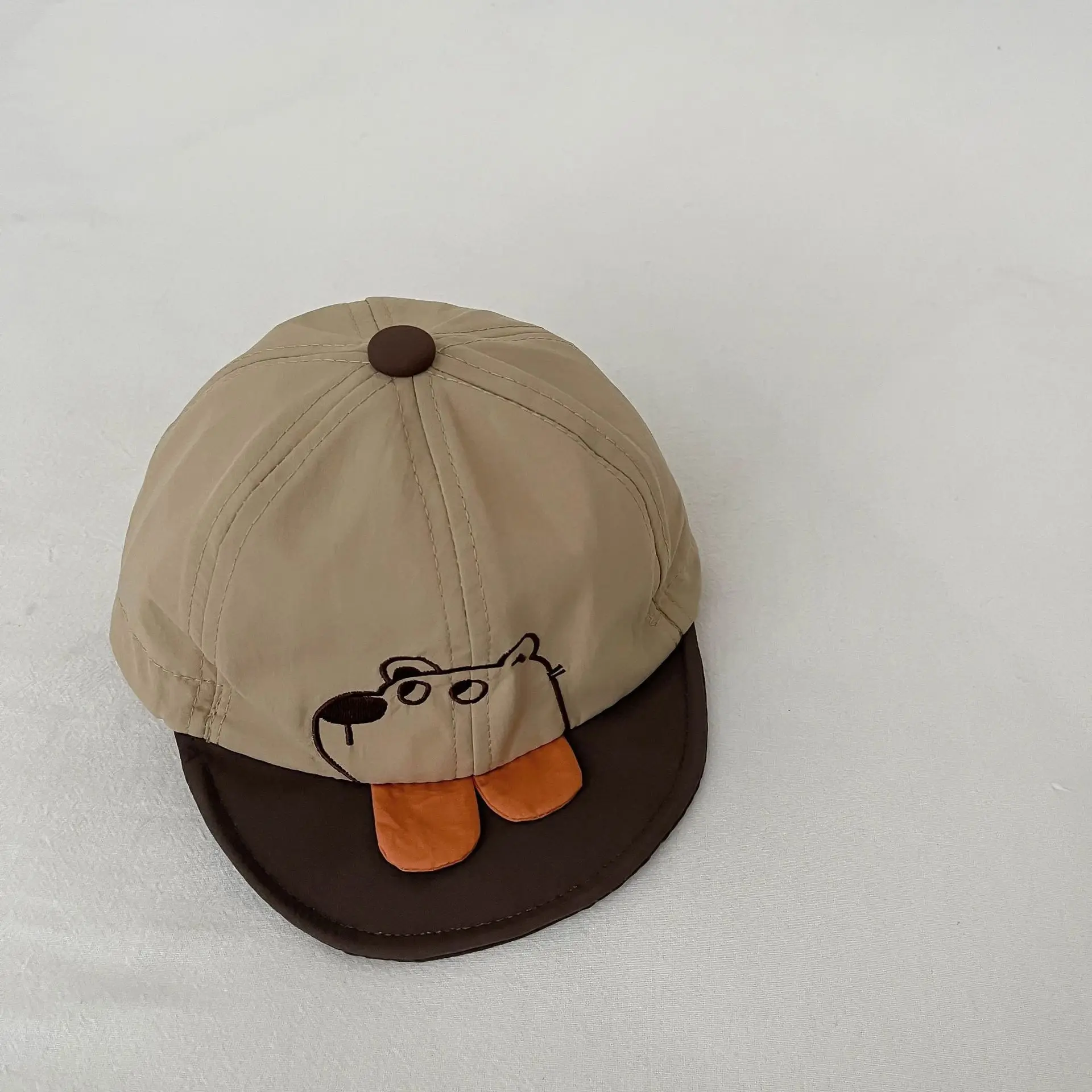 Baby Cap with Cute Dog Face Brown White - Image 3