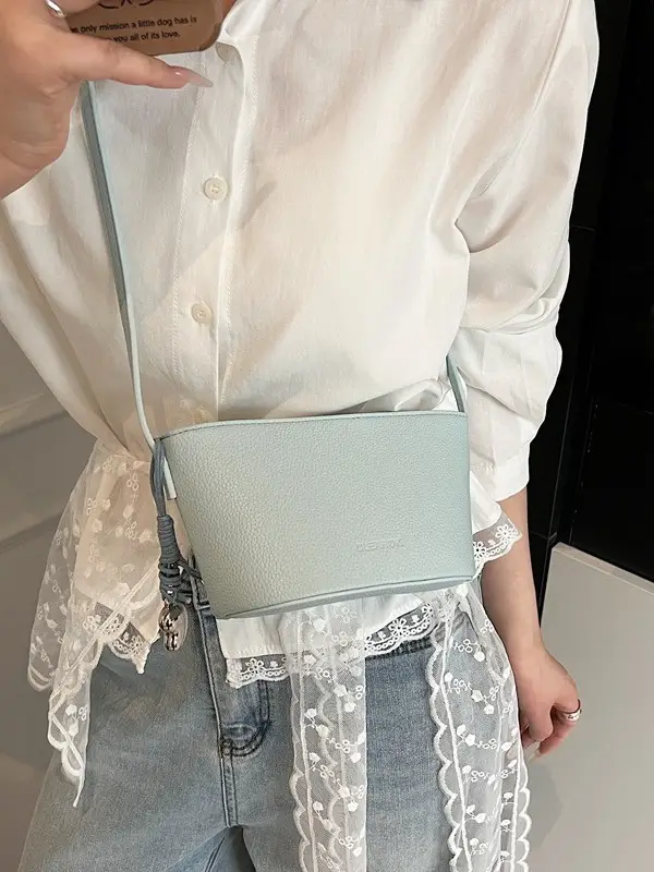 Korean Style Soft Leather Pebbled Crossbody Bag - Image 7
