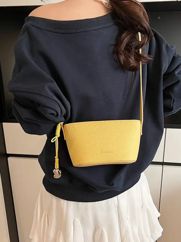 Korean Style Soft Leather Pebbled Crossbody Bag - Image 9