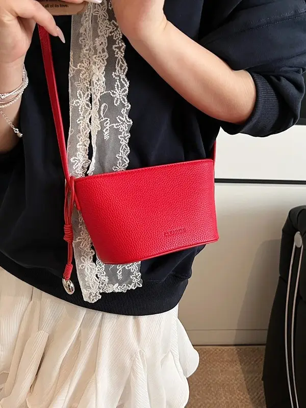 Korean Style Soft Leather Pebbled Crossbody Bag - Image 10