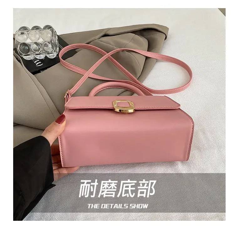 White Korean Style Crossbody Bag with Gold Clasp — feature 5