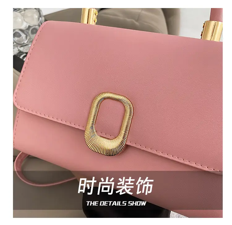 White Korean Style Crossbody Bag with Gold Clasp — feature 6