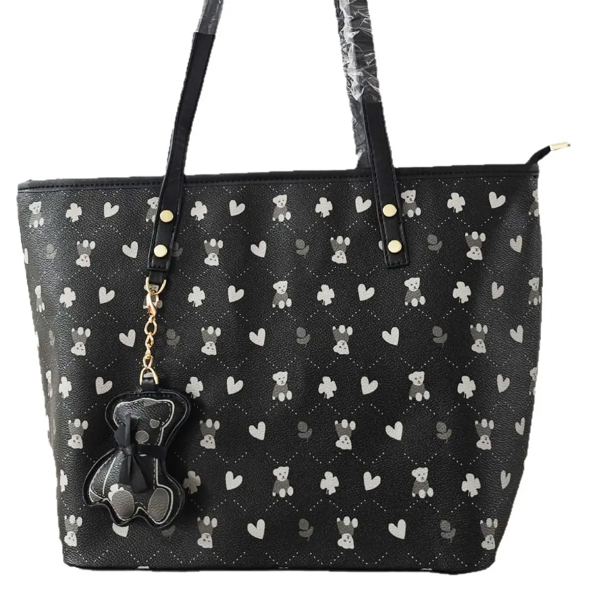 Women's Heart Print Shoulder Bag Large Capacity
