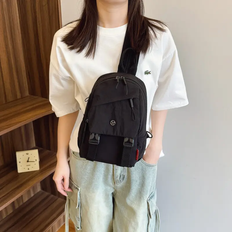 Men's Beige Crossbody Backpack with Front Pocket & Adjustable Strap - Image 6