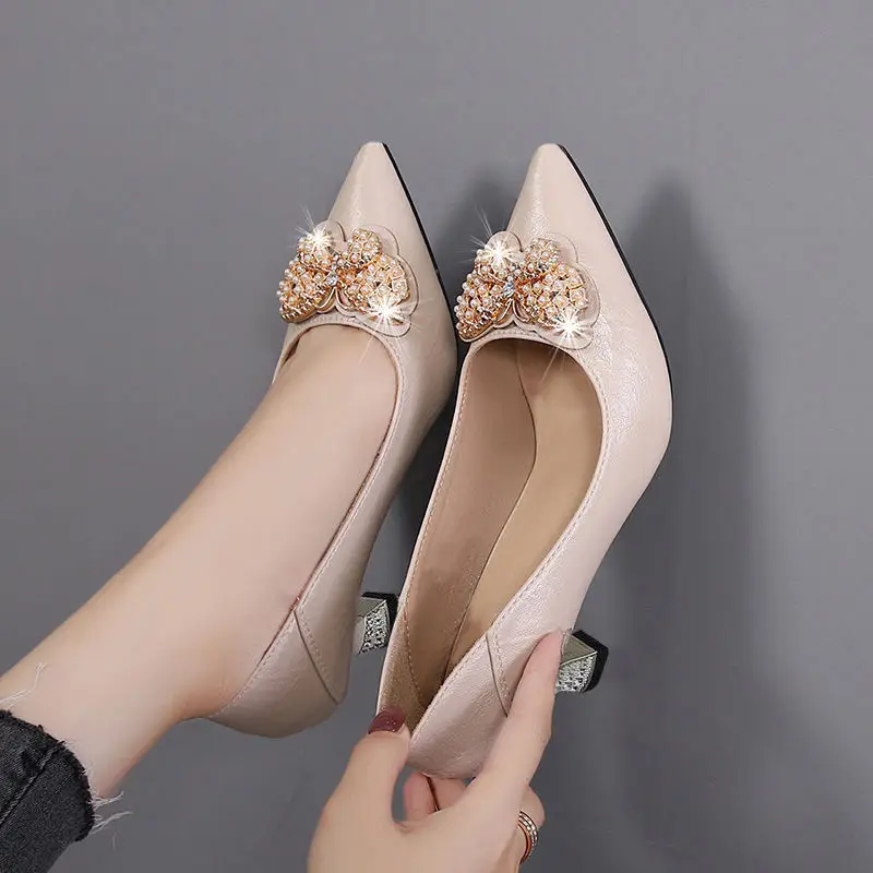 Cross-Border Two-Way Wear High Heels for Women, Stiletto Heels, 2026 Spring and Autumn New Style, Mid-Heel Single Shoes for Women, Shallow Mouth, Comfortable for Feet, Work Leather Shoes - Image 4
