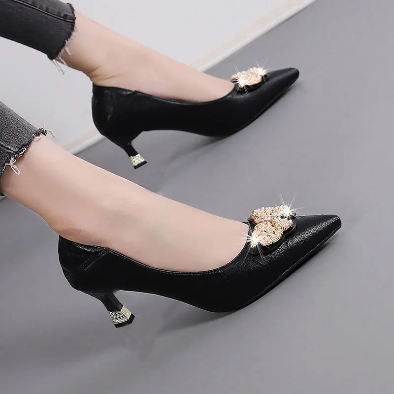 Cross-Border Two-Way Wear High Heels for Women, Stiletto Heels, 2026 Spring and Autumn New Style, Mid-Heel Single Shoes for Women, Shallow Mouth, Comfortable for Feet, Work Leather Shoes - Image 5