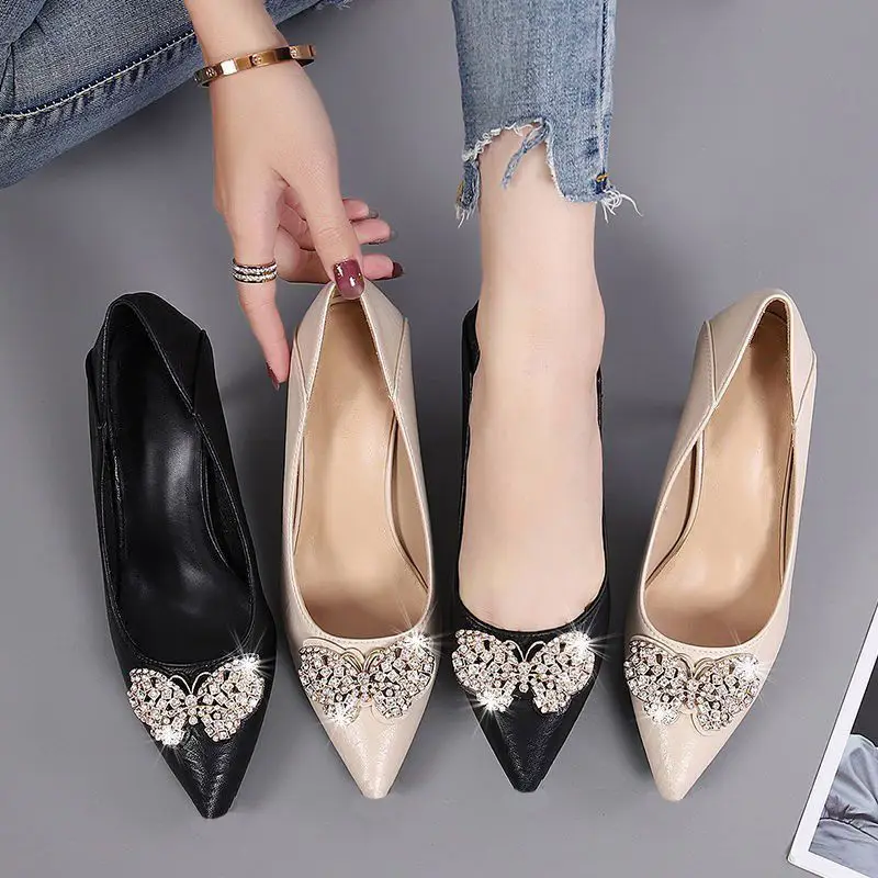 Cross-Border Two-Way Wear High Heels for Women, Stiletto Heels, 2026 Spring and Autumn New Style, Mid-Heel Single Shoes for Women, Shallow Mouth, Comfortable for Feet, Work Leather Shoes - Image 6