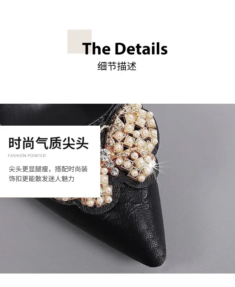 Cross-Border Two-Way Wear High Heels for Women, Stiletto Heels, 2026 Spring and Autumn New Style, Mid-Heel Single Shoes for Women, Shallow Mouth, Comfortable for Feet, Work Leather Shoes — feature 5