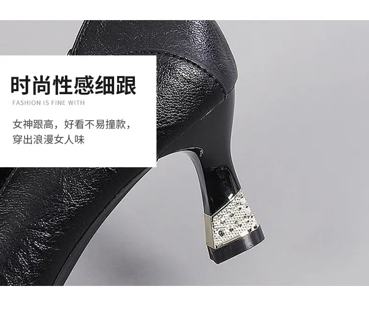 Cross-Border Two-Way Wear High Heels for Women, Stiletto Heels, 2026 Spring and Autumn New Style, Mid-Heel Single Shoes for Women, Shallow Mouth, Comfortable for Feet, Work Leather Shoes — feature 7